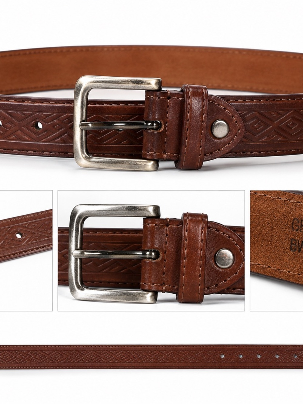 Genuine Leather Brown Embossed Western Casual Belt Size Small Women’s